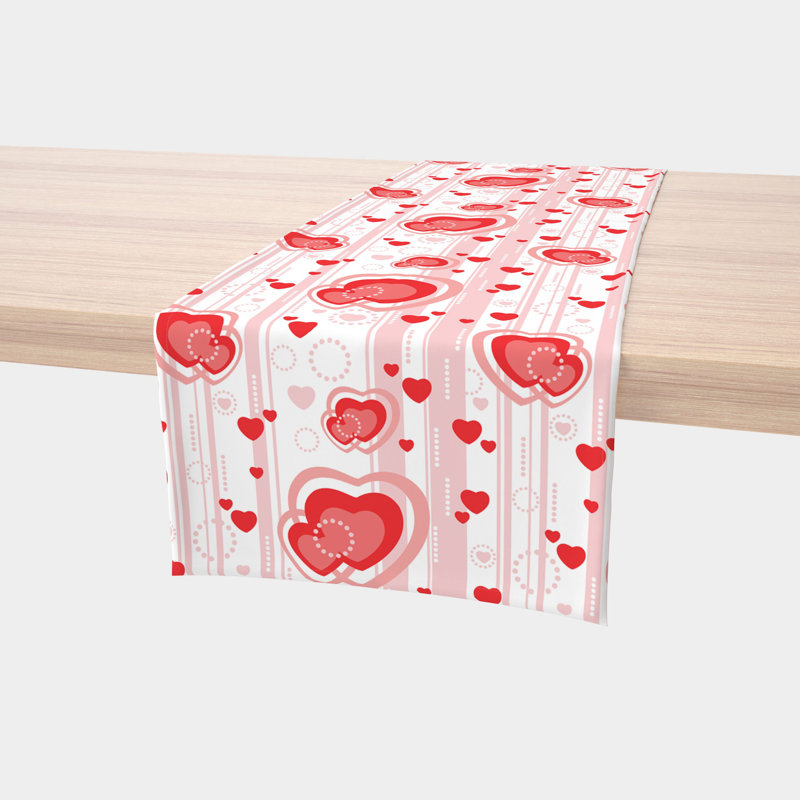 Estrada Hearts in Stripes Table Runner, 72" L x 12" W