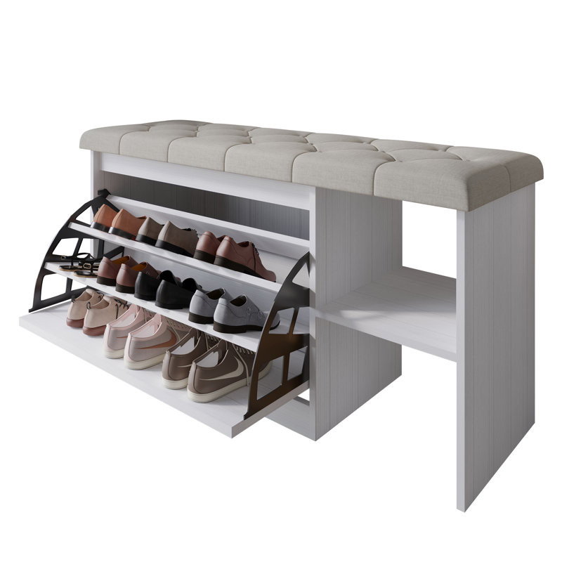 Banc de rangement pour chaussures 11 paires, Blanc