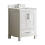 Meuble-lavabo simple 24 po Aura avec comptoir en granite blanc à surface solide et dosseret Aura-865691571