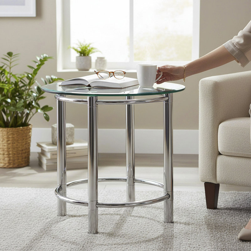 Brassfield Glass Top End Table