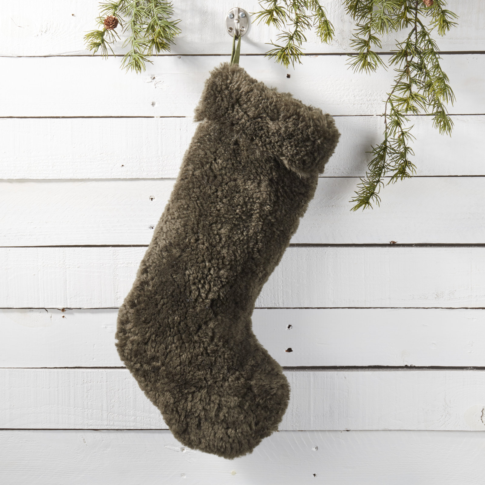 Cozy Delight Lamb Stocking, Forest Green