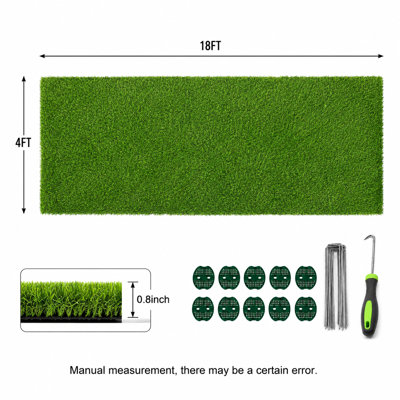 4 ft. x 18 ft. Artificial Mat,Synthetic Grass Roll with 0.8 in.Pile and Drainage Openings for Patio and Balcony
