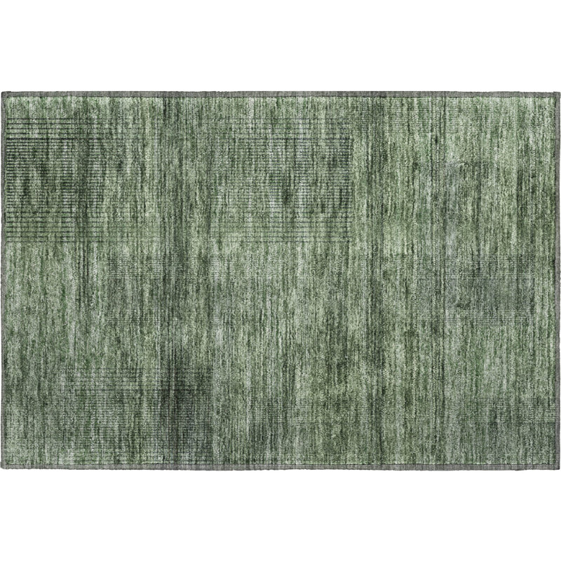 Premium Machine Washable Prisco Olive Rug, Rectangle 1'8" x 2'6"