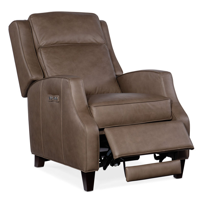 Amyanne Power Recliner, Gray Genuine Leather