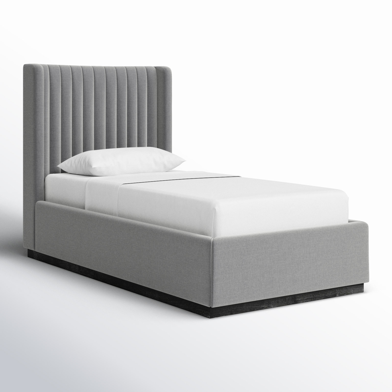 Chamblis Linen Upholstered Bed, Twin, Grey Linen Textured Fabric