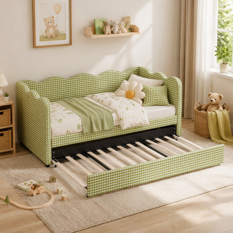Lit de jour simple Cozy Gingham, Vert