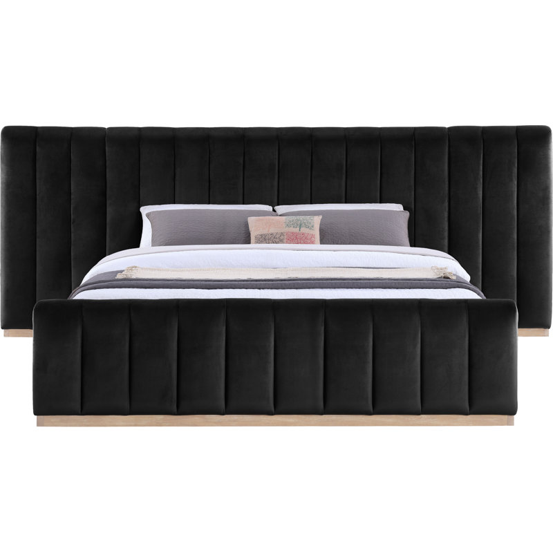 Amara Velvet Bed, King, Black Velvet