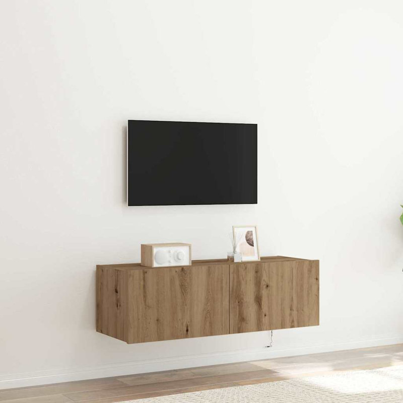 TV Wall Cabinet Engineered Wood, 31cm H x 100cm L x 35cm W, Artisan Oak