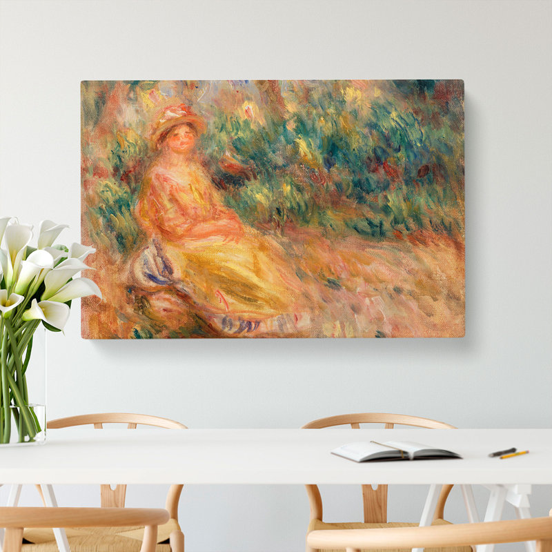 Woman In Pink And Yellow by Pierre-Auguste Renoir - Wrapped Canvas Painting, 60cm H x 91cm W x 3cm D