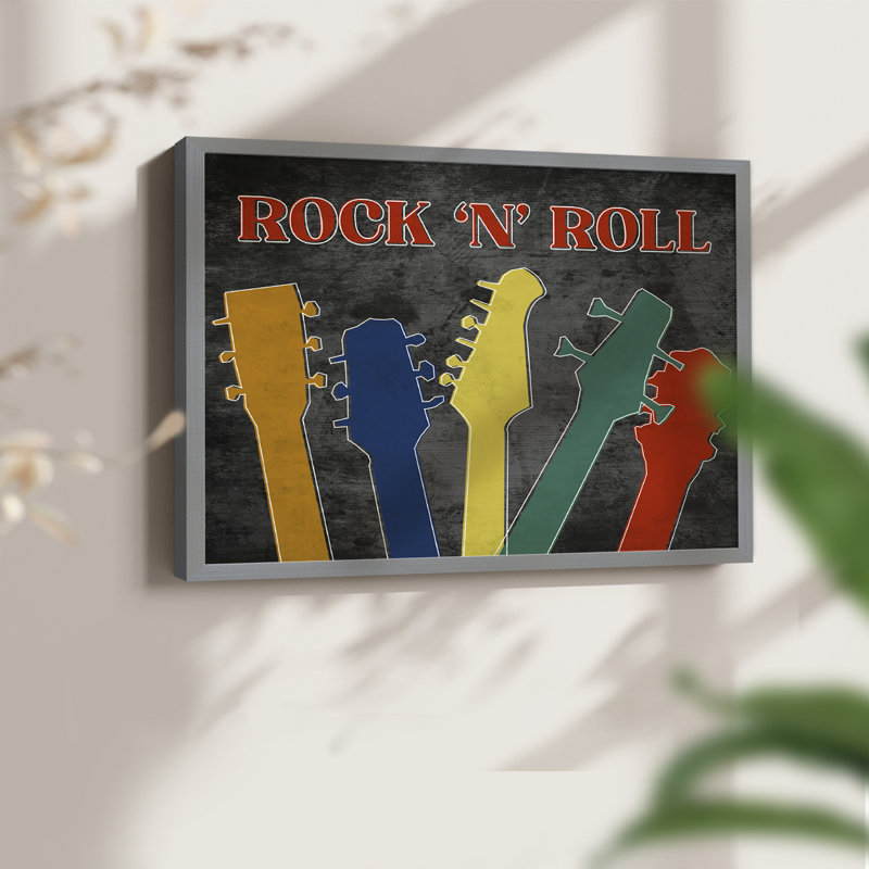 Rock and Roll -Framed Print - Restickable, 8" H x 10" W, Gray