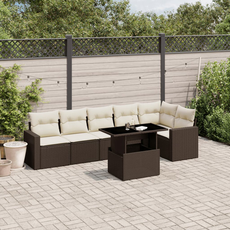 Ensemble de canapé de jardin Vidaxl brun, blanc crème