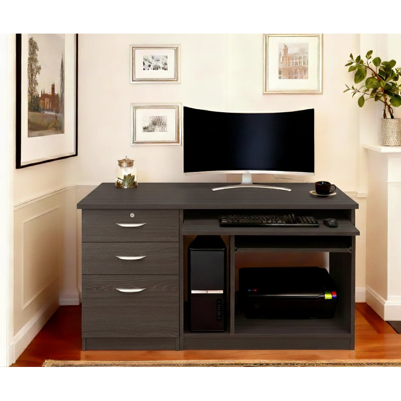 Walshaw Solid Wood Computer Desk, Black Havana