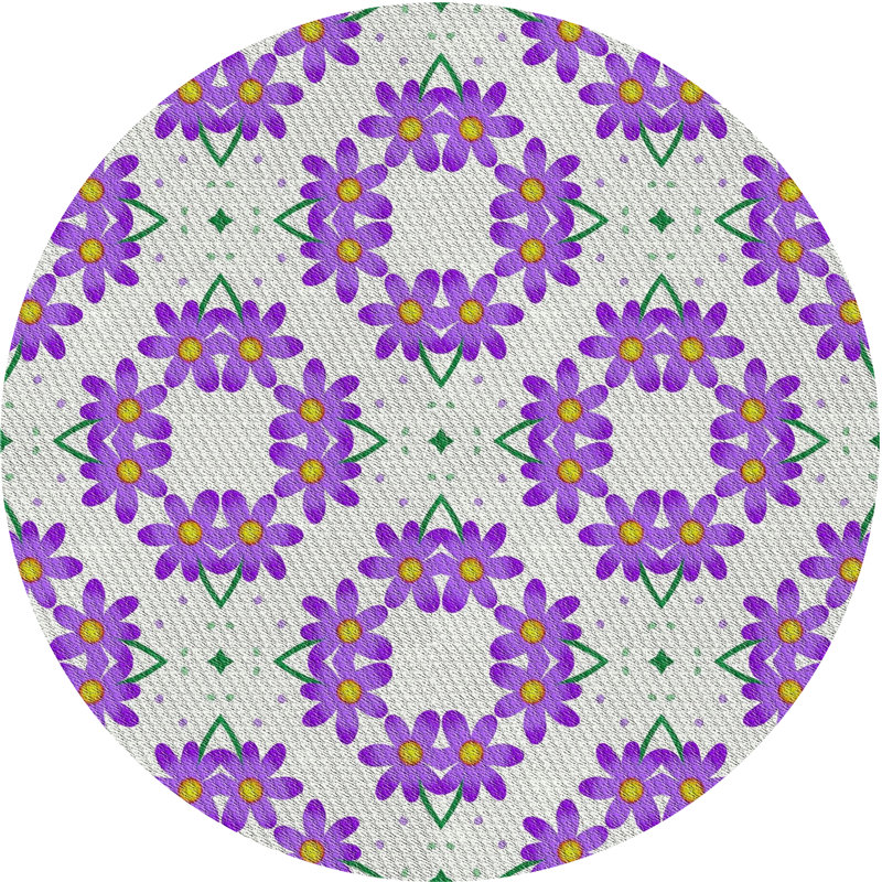 Tapis mauve/vert à tisser électrique, Rond 8 pi