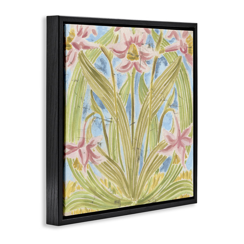 Cadre flottant Botanical Palau Tiles, design par June Erica Vess, H 18 po x l 18 po, Cadre flottant noir de jais
