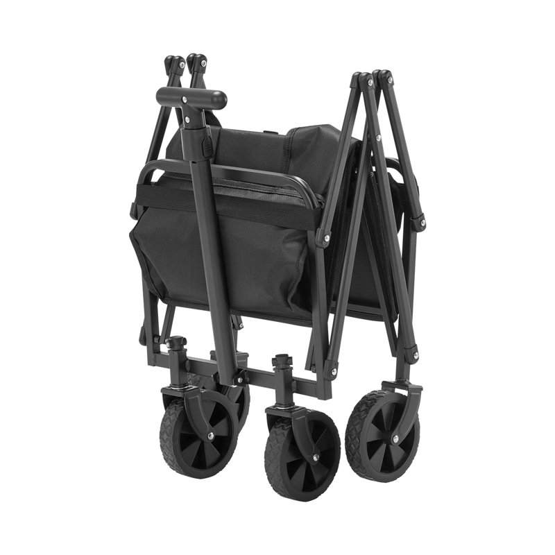Collapsible Wagon Carts, 80L & 200LBS Folding Wagons with All-Terrain Wheels, Heavy Duty Outdoor Utility Cart with Adjustable Handle, Portable Camping Cart for Beach Grocery Garden