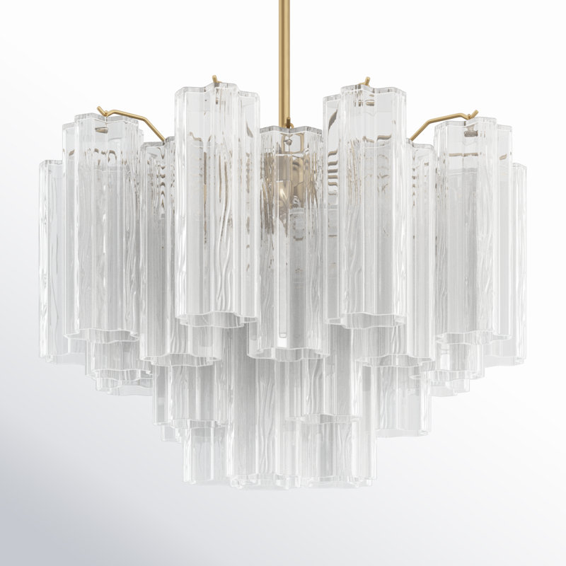 Arras Dimmable Tiered Chandelier, Aged Brass,  Clear, 14" H x 19.75" W x 19.75" D