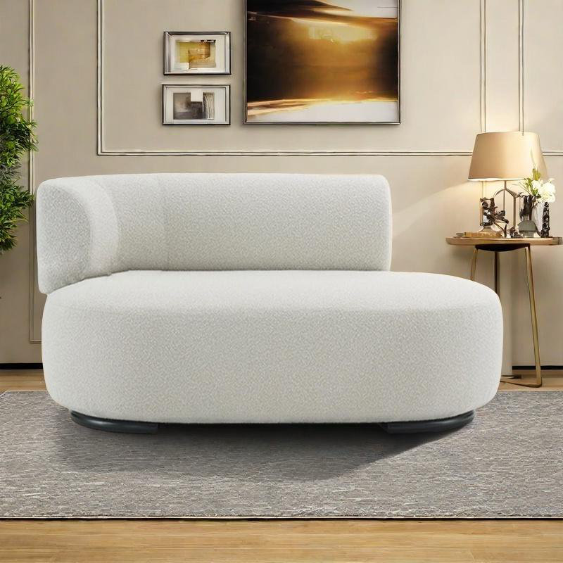 Chaise en bois massif élégante et confortable, Blanc cassé, Orienté à gauche (vu de face)