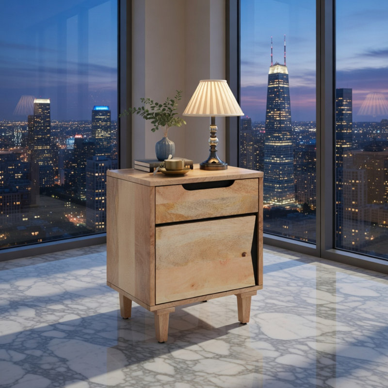 Table de chevet en bois naturel