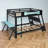 Kid's Bunk Bed, Dual Gaming Desks with USB Ports, Wood, Pegboard Organizer Panels, Modern, Teen Bedroom-1456880250-1456880249