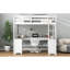 Lit mezzanine double blanc avec bureau en forme de U et compartiments de rangement adéquats - Bureau en bois pour la chambre à coucher, tablettes multiples-2063771237-2063771236