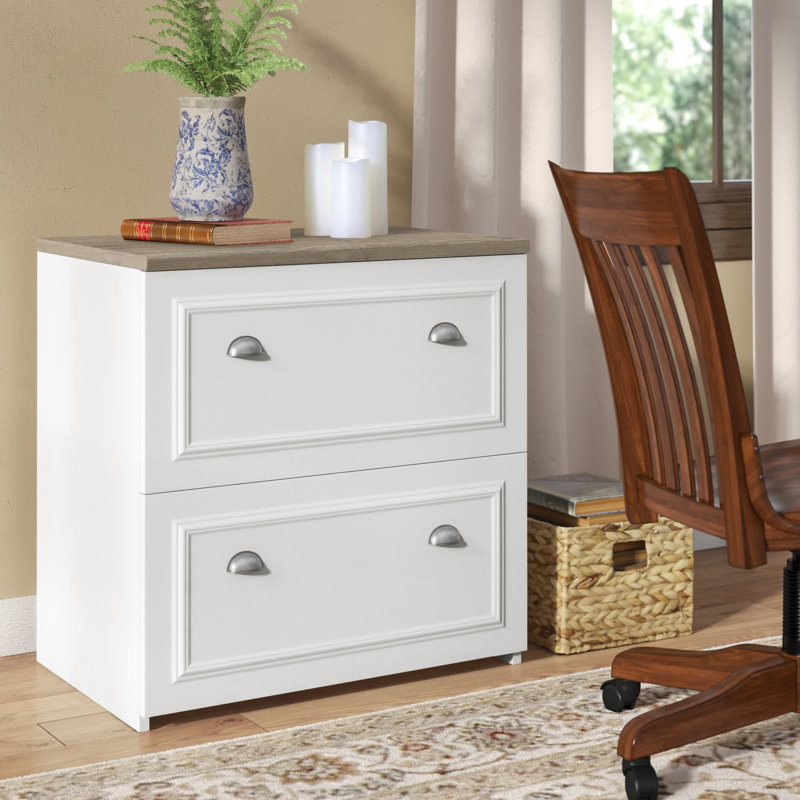 Siena 2-Drawer Lateral Filing Cabinet, Shiplap Gray/Pure White