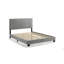 Base de lit plateforme en velours de luxe avec tête de lit capitonnée à rainures verticales, lattes en bois massif, aucun sommier requis, pieds de support centraux durables, conception stable et silencieuse, assemblage facile
