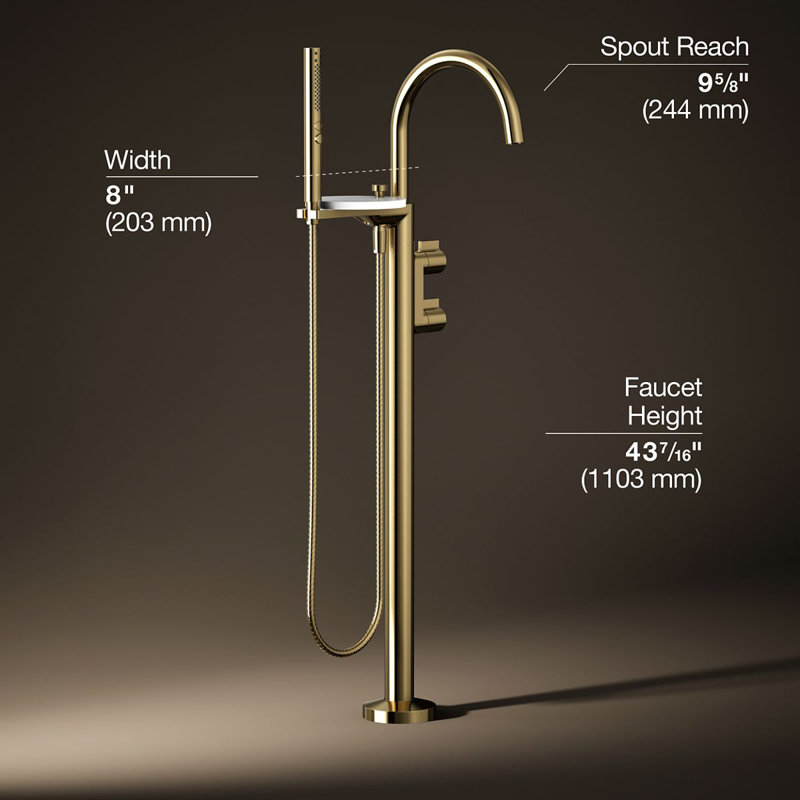 Components Floor-Mount Bath Filler Trim, Knob Handle, Gold