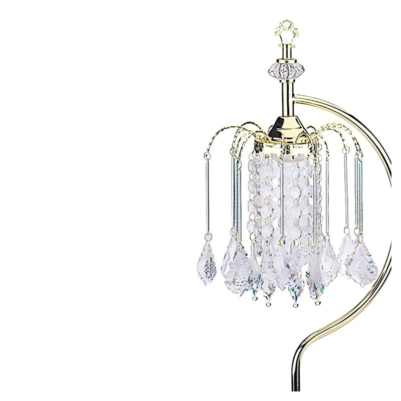 Lampe de table en cristal doré 27 po - Design de lustre moderne en métal pour le salon et la chambre à coucher, Doré