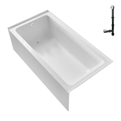 Streamline 66 in. x 34 in. Acrylic Left-Hand Drain Alcove Bathtub in Glossy White With External Drain