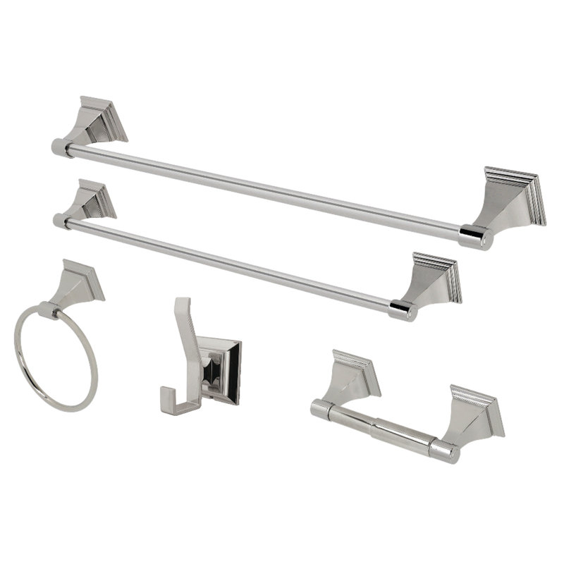 Kingston Brass Monarch 5-Piece Bathroom Hardware Set, Polished Nickel