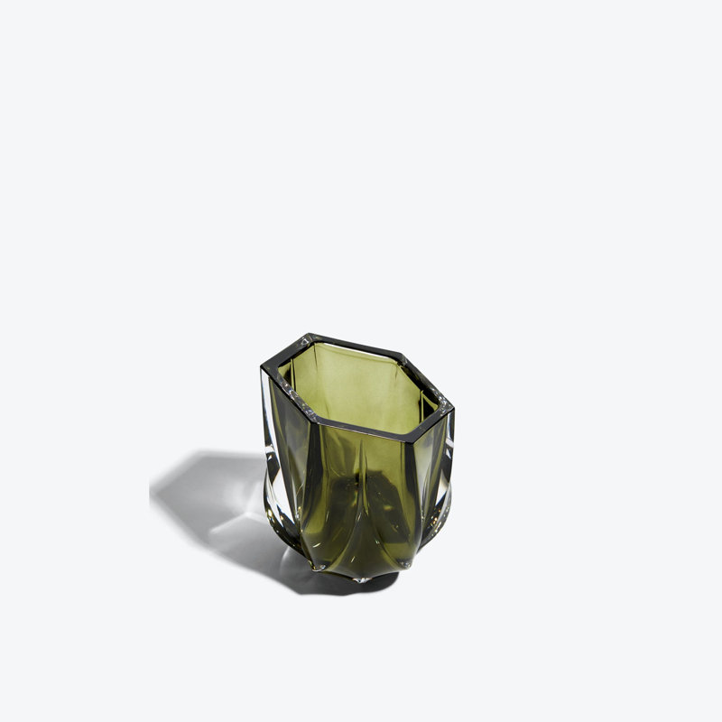 SHIMMER Candle Holder, Green Polished Glass