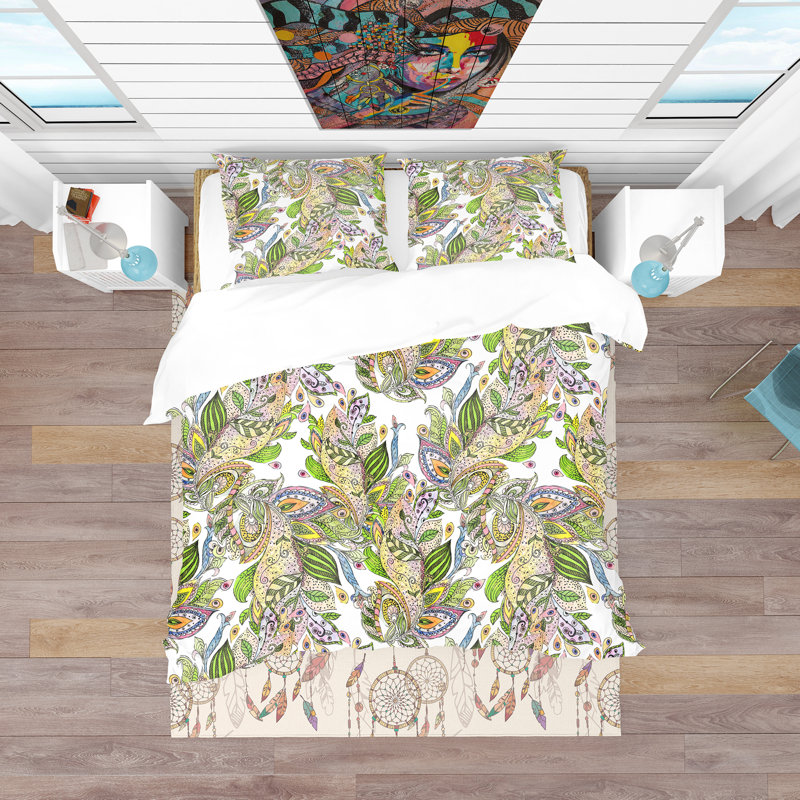 Ensemble de housse de couette bohème et éclectique, Housse de couette très grand + 2 taies décoratives