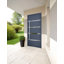 Porte avant en acier pré-suspendue à l'avant / deux graphites gris 1105 / inserts en acier inoxydable simples peints modernes - l 36 po x H 80 po - Gauche à l'intérieur-111444896