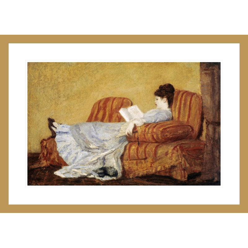 «Young Lady Reading» par Mary Cassatt, impression giclée sur cadre, H 21,2 po x l 29,5 po