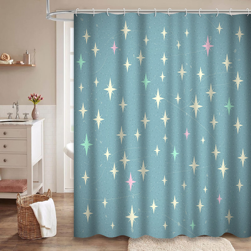 Rideau de douche rétro pour enfants avec 12 crochets, L 72 po x l 84 po