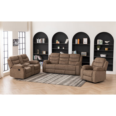 3-Piece Manual Reclining Living Room Set With Cup Holders by Latitude Run