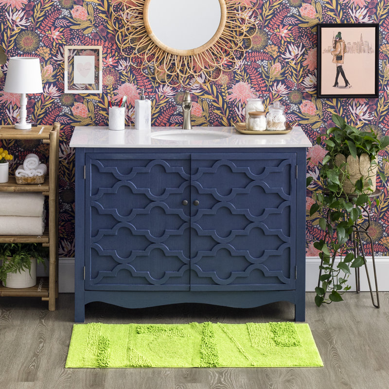 Laverne High/Low Stain/Fade Resistant Non-Slip Machine Washable Bath Mat, Fiesta Lime, 24" W x 60" L