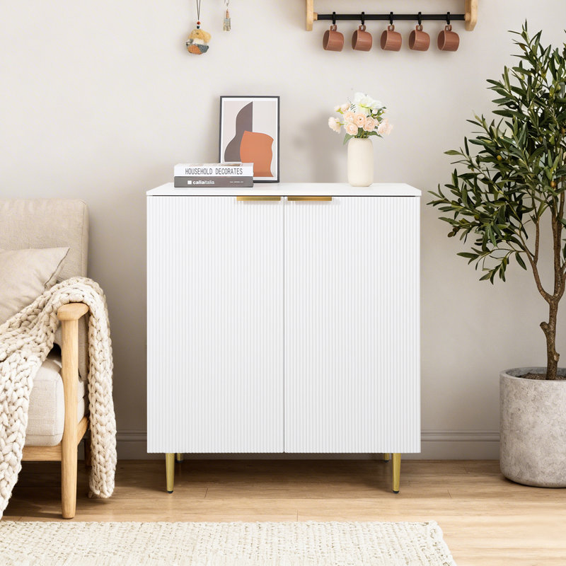 32'' Sideboard, Buffet Cabinet With Door , Rattan Floor Storage Cabinet For Dining Room, Living Room