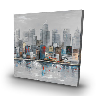 Abstract city skyline - 32"x32" art on canvas