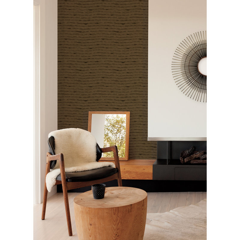 Horizontal Wavy Lines Wallpaper, Brown