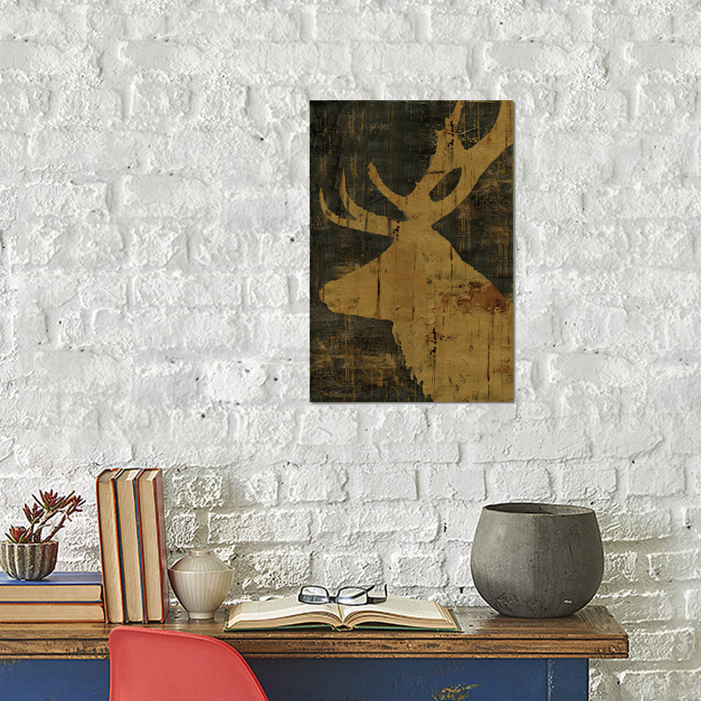 «Rustic Lodge Animals Deer», impression sur toile, H 40 po x l 26 po x P 1,5 po, Toile tendue, Pas de tapis