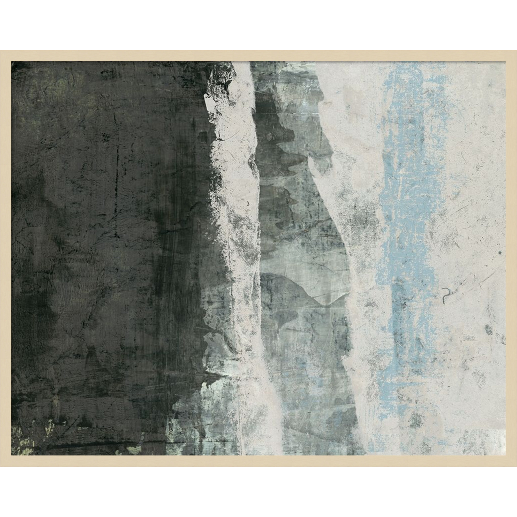 Black and Grey and Blue II by Fresno Wood Framed Wall Art Print, Brown, 33" H x 41" W