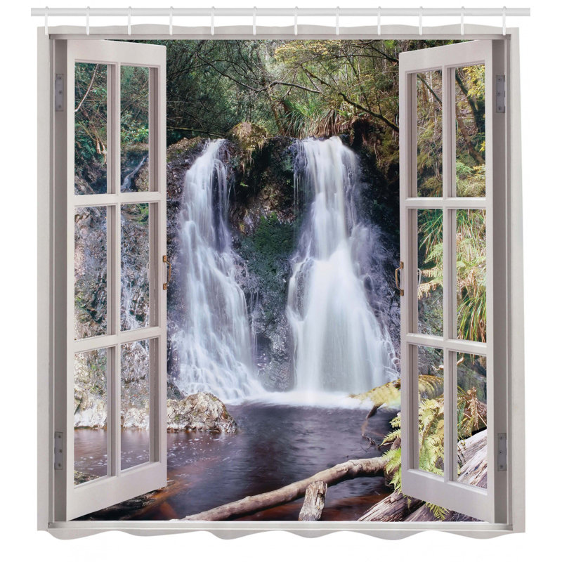 Waterfall Shower Curtain Set + Hooks, 84" H x 69" W