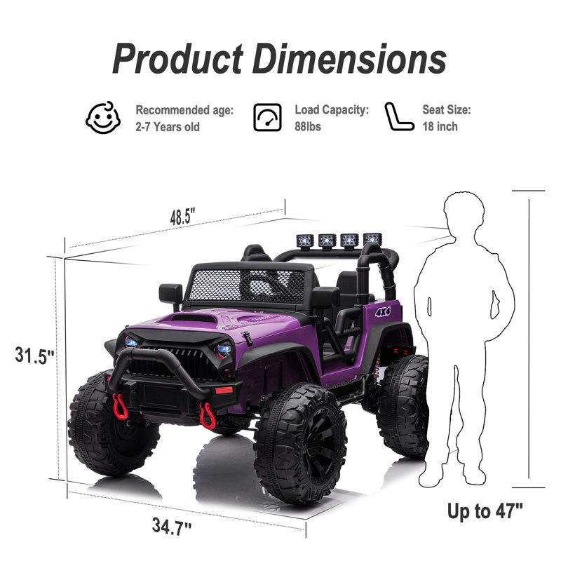 Ride-On Jouets Outfunny 24 volts véhicules tout-terrain à piles avec télécommande, Mauve