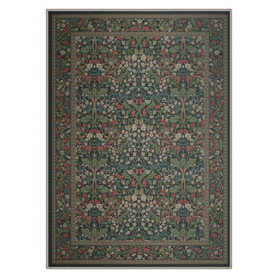 Allendale Aura Modern Machine Washable Red / Green Indoor Area Rug with Non-Slip Backing