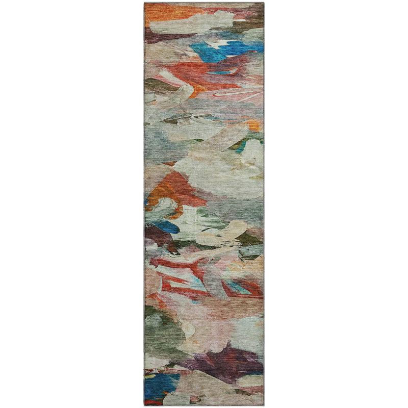 Premium Machine Washable Dahl AMF1075 Abstract Rug, Runner 2'3" x 7'6"