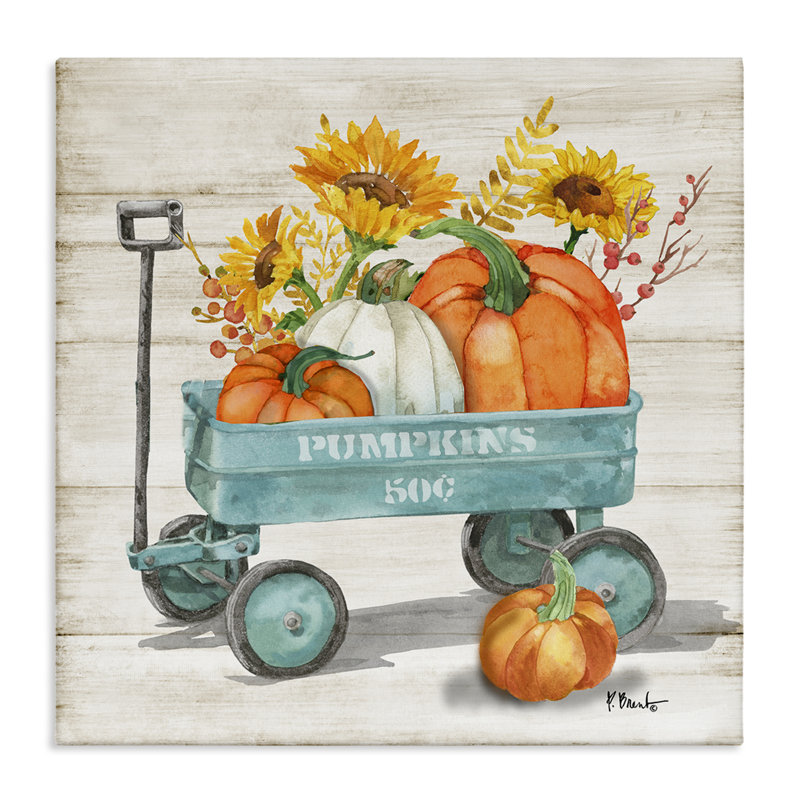 «Pumpkins Harvest Wagon», art mural sur toile par Paul Brent, H 24 po x l 24 po