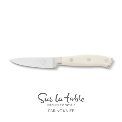 Couteau de cuisine allemand Sur Sur Table Essential Kitchen, lame en acier inoxydable de 3,5 pouces - Couteau de cuisine professionnel avec manche blanc