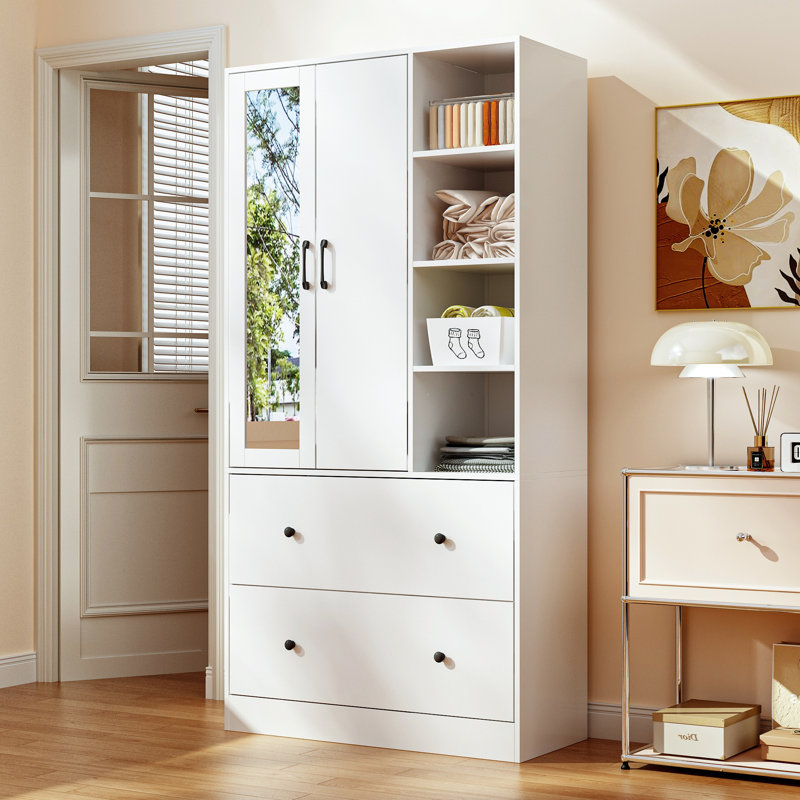 Armoire 70,8 "H avec 2 tiroirs et tablettes ouvertes