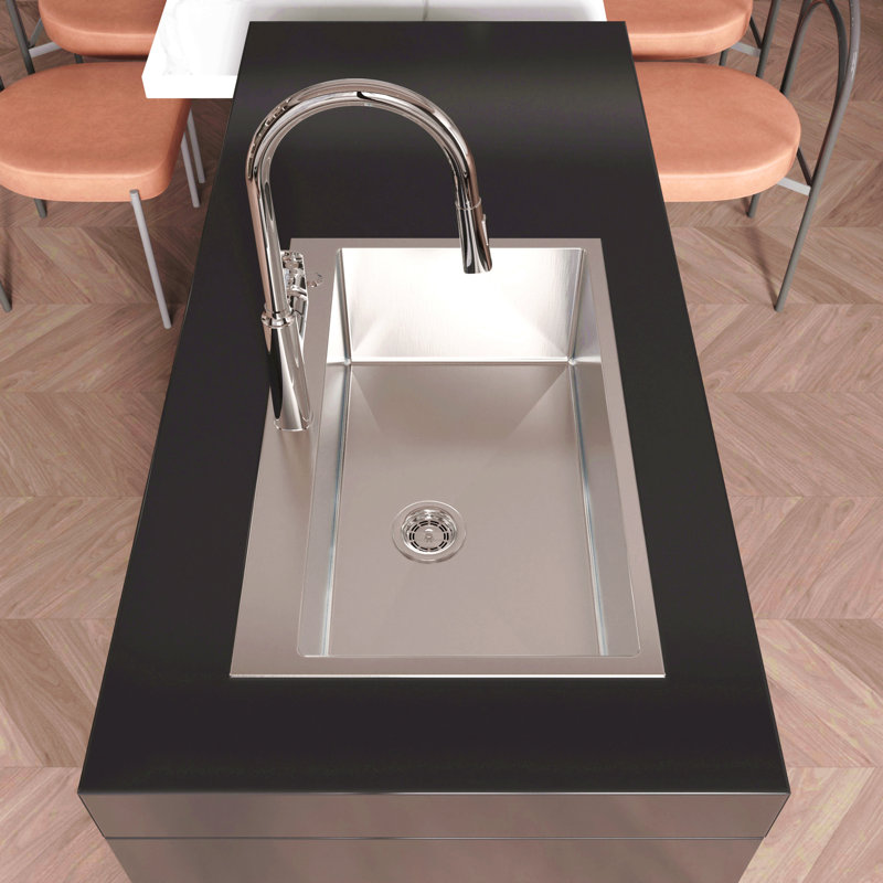 Stainless Steel Kitchen Sink, Single Bowl, Overmount Handmade Sink In Brushed Nickel, With Us Standard Drain And Hook